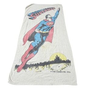 Vintage 1974 DC Comics Superman Beach Towel Large Retro Graphic Print